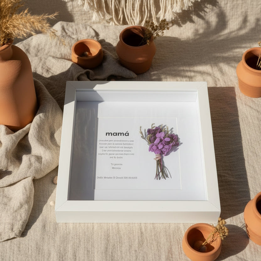 “Palabras que florecen” – Cuadro personalizado con ramo y mensaje