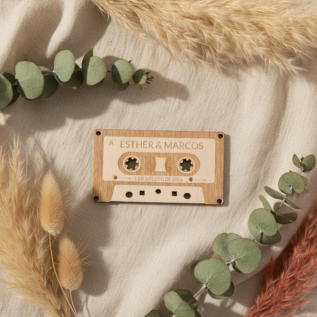 Invitación Cassette - Rebobina nuestro amor