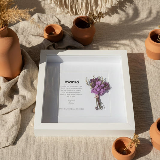 “Palabras que florecen” – Cuadro personalizado con ramo y mensaje