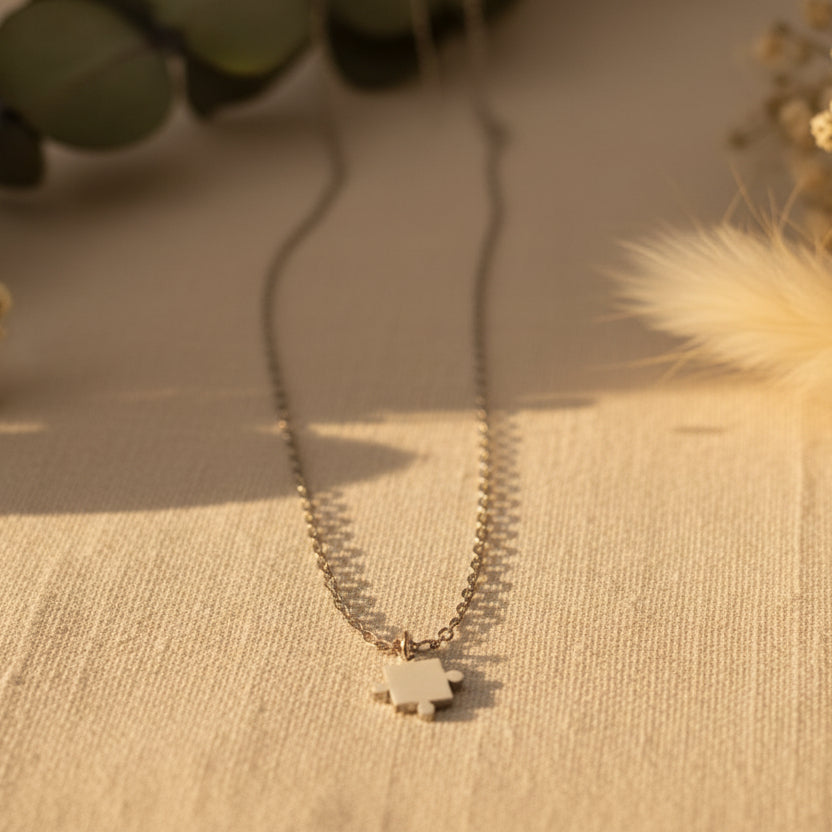 Collar Conexión Puzzle Plata Personalizado