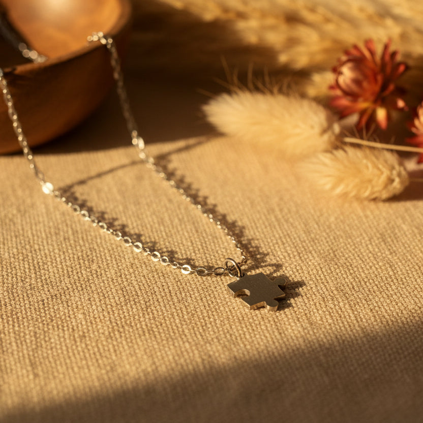 Collar Conexión Puzzle Plata Personalizado