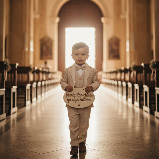 Placa para pajes de boda - Tranquilas Chicas, Yo Sigo Soltero