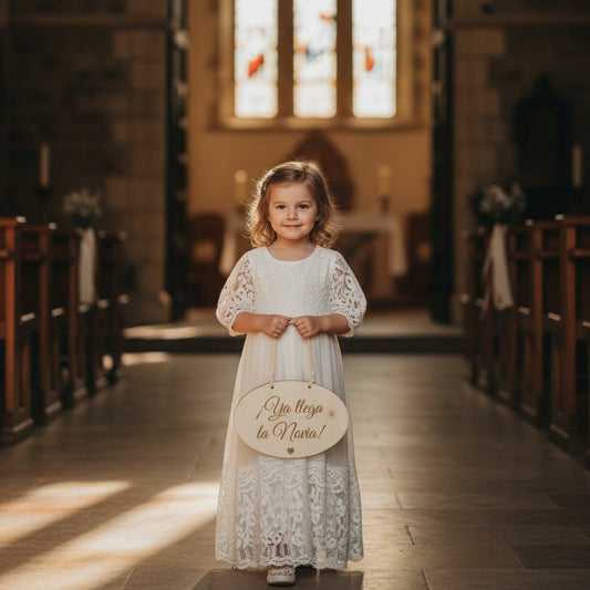 Placa para pajes de boda - ¡Ya Llega la Novia!