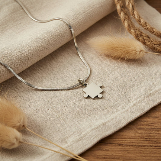Collar Conexión Puzzle Plata Personalizado