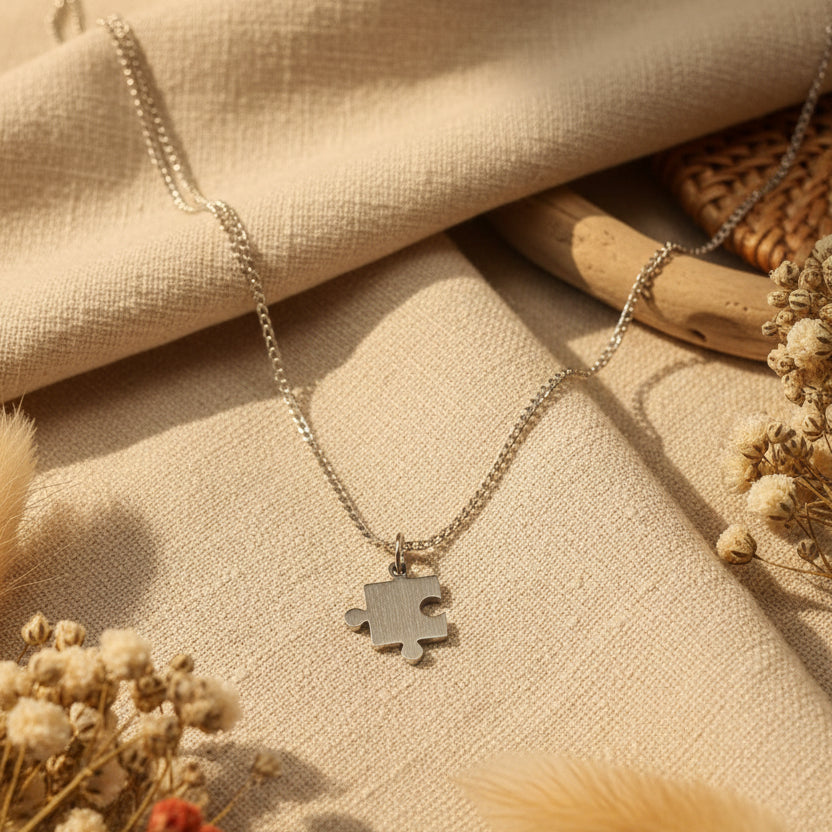 Collar Conexión Puzzle Plata Personalizado