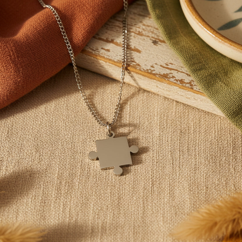 Collar Conexión Puzzle Plata Personalizado